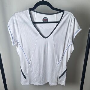 Women's White Bolle Fitted Athletic Tennis Workout Performance Shirt Size Large
